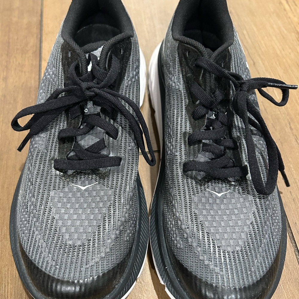 Hoka Clifton Black and White Athletic Sneakers - Picture 3 of 6